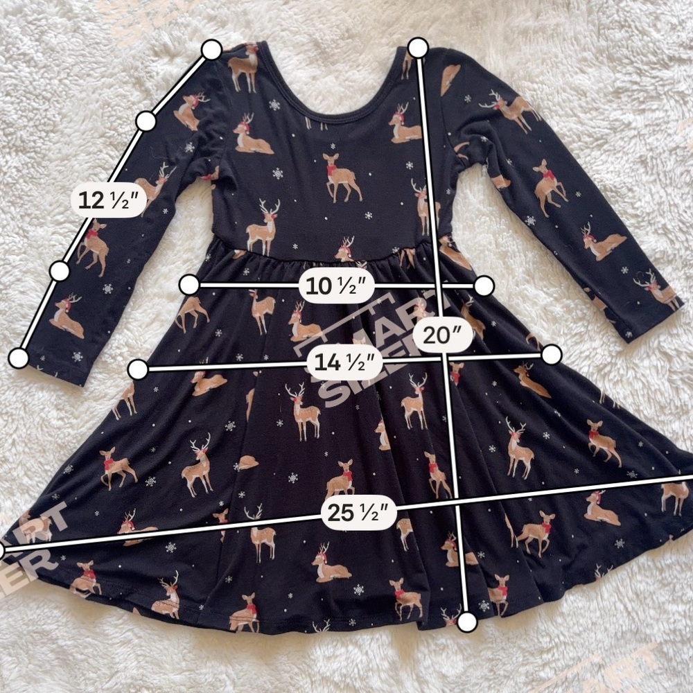 Two Kyte Baby Girls 3T Midnight Deer Twirl LS Dress + LS Tee Shirt Christmas Lot - Picture 8 of 10
